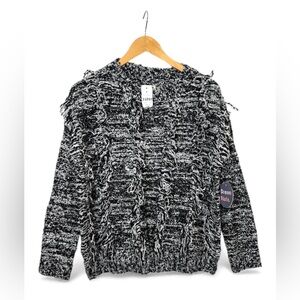 Dream State Womens Sweater Black Marl Knit Fringe Crew Neck .
Size S/M